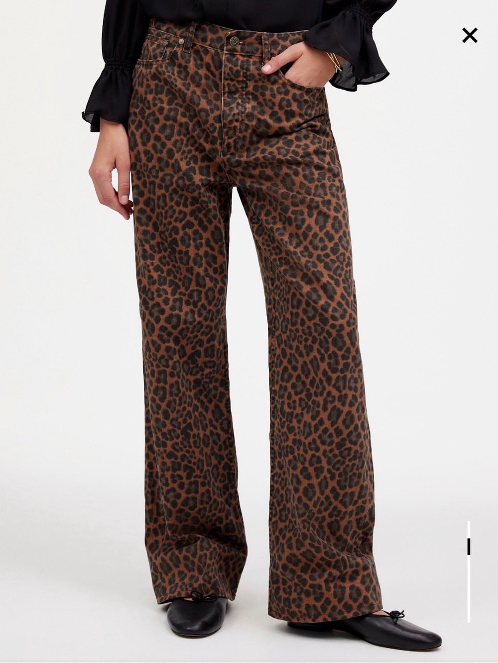 Low Slung Baggy Leopard Print Wide-Leg Women’s Jeans - Brown